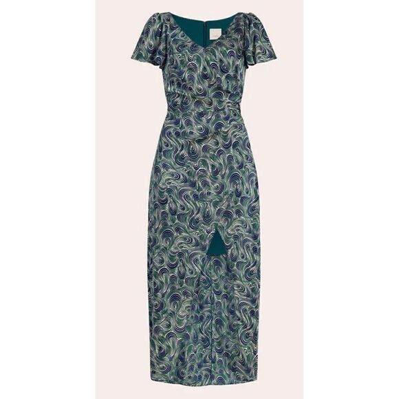 Cinq a Sept Kacydie Dark Emerald Multi Dress NWT Size 12 - Picture 4 of 11